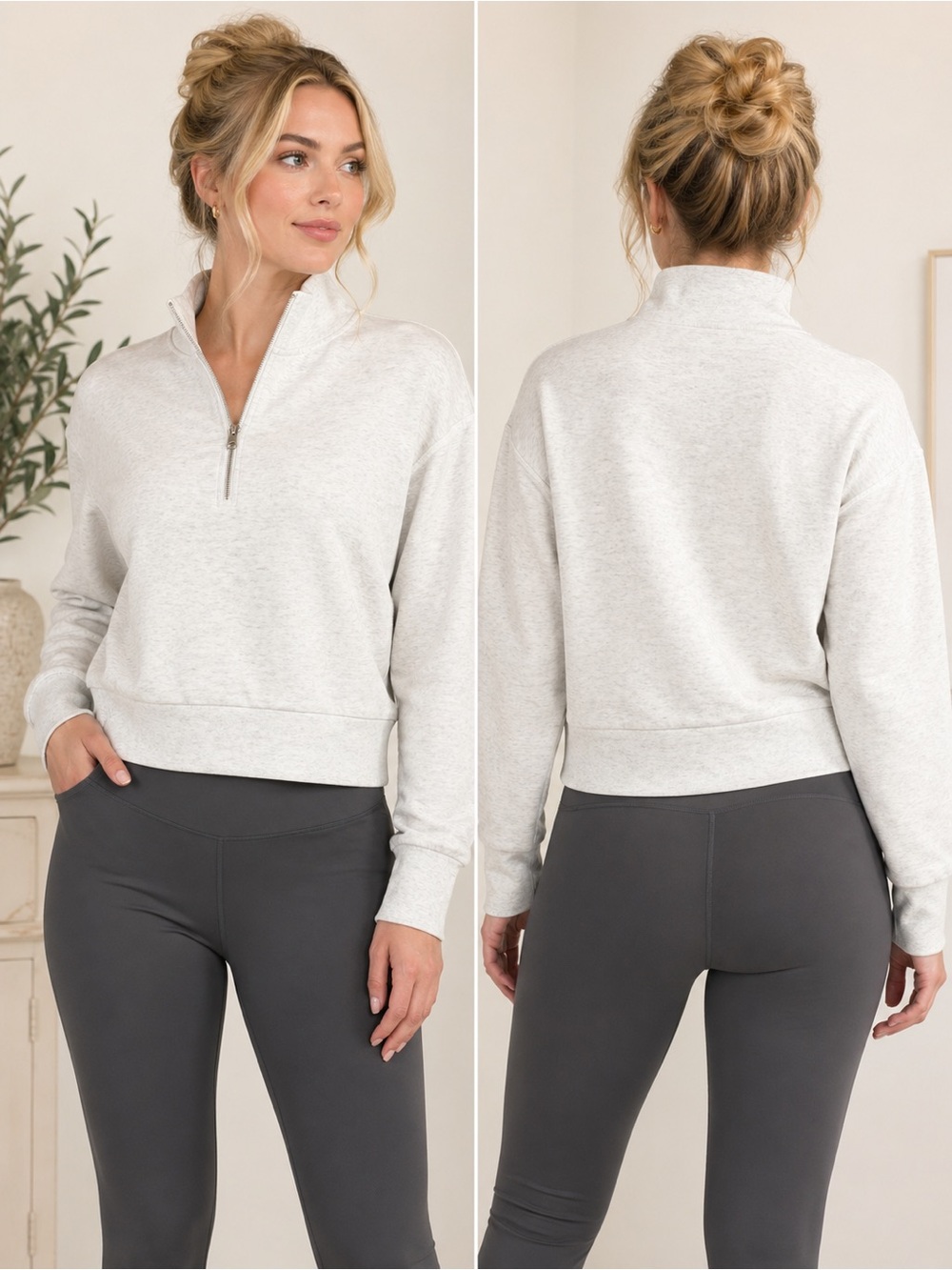 NWT Yogalicious Scuba Supercharge Half Zip Pullover – Light Gray Heather